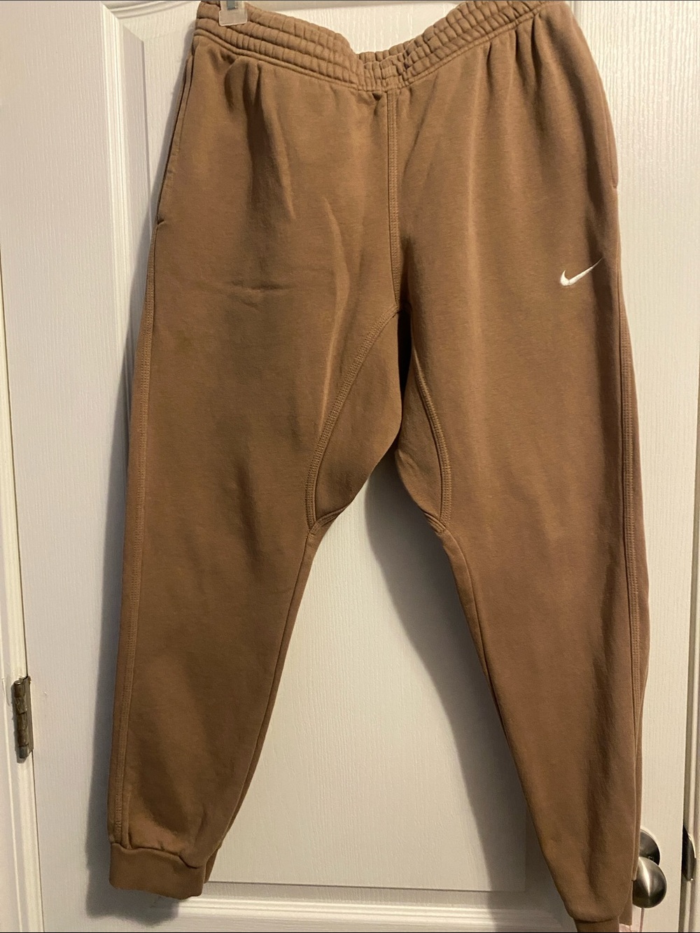 Nike Kids Tan Sweatpants with White Swoosh